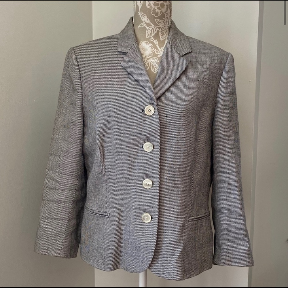 Lauren Ralph Lauren Black & White Linen Blazer